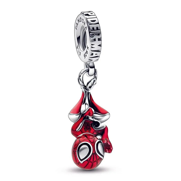 NEW Marvel Hanging Spider-Man Dangle Charm 925 Sterling Silver - Picture 1 of 5